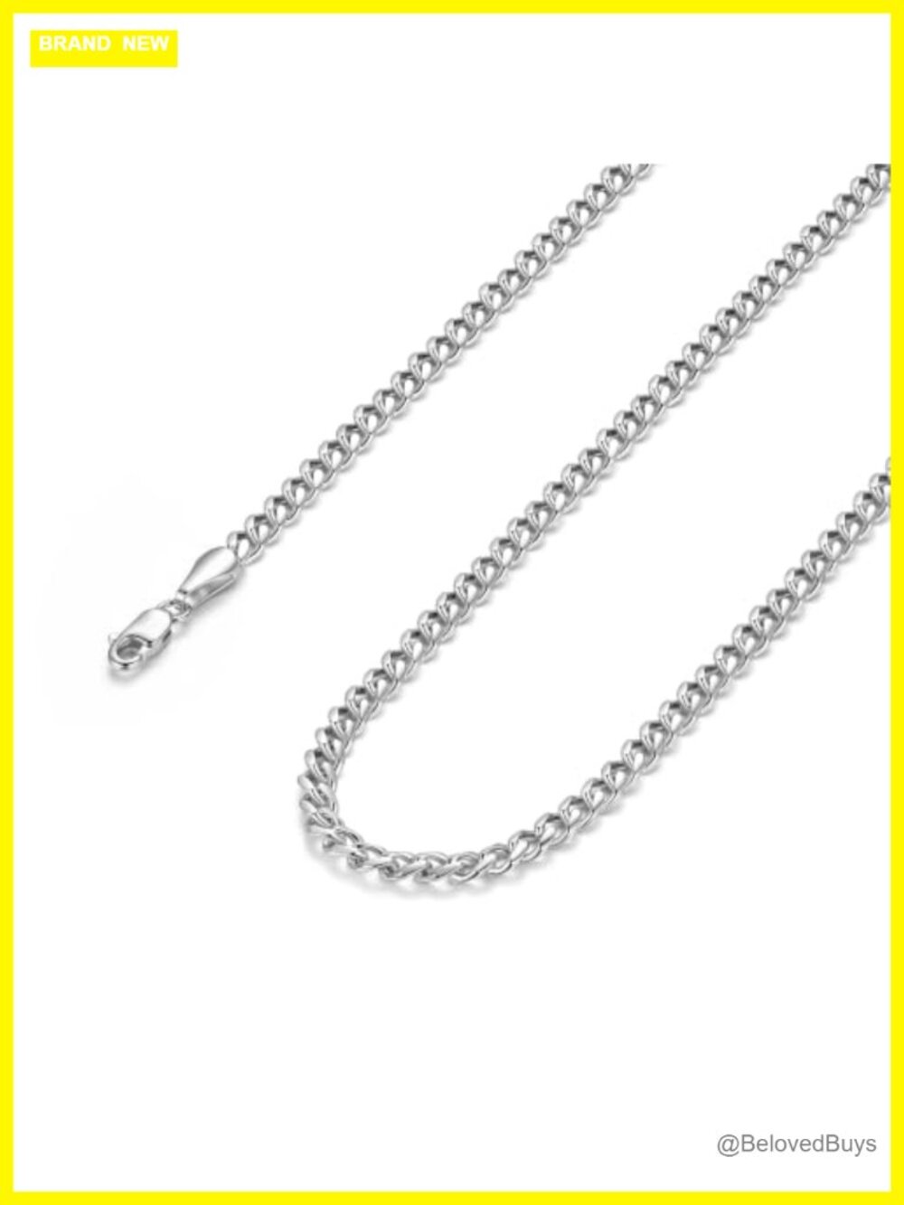 14K White Gold Plated Cuban Link Chain Necklace Unisex